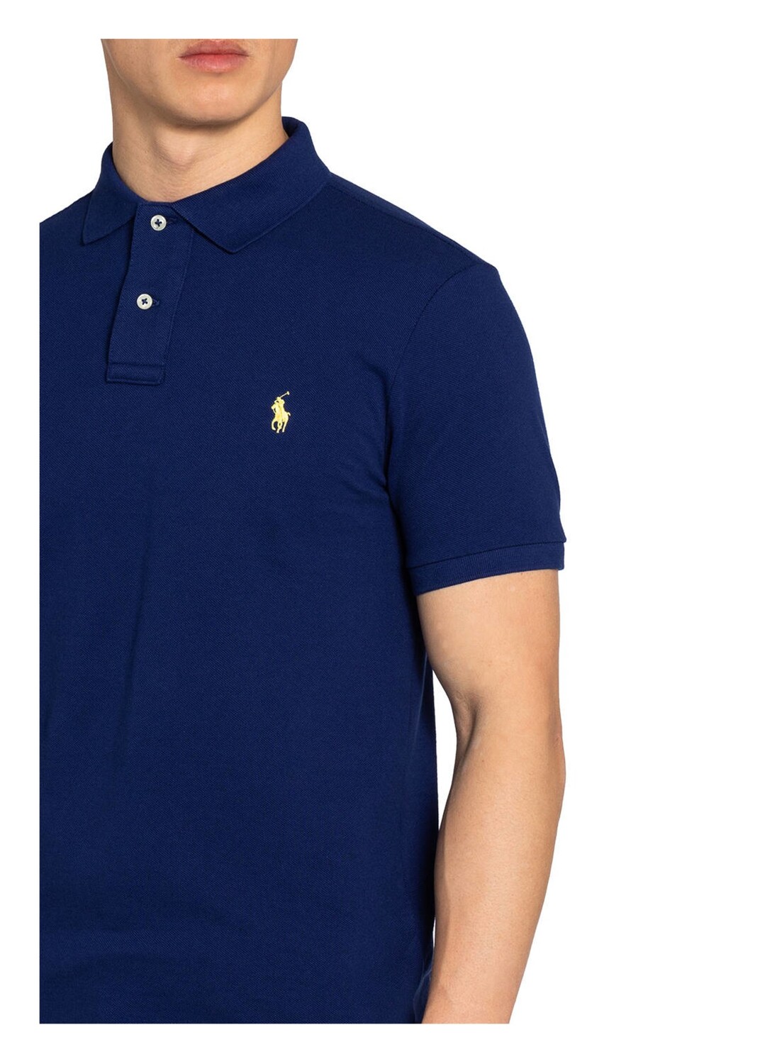 Рубашка-поло узкого кроя из пике POLO RALPH LAUREN, темно-синий — фото 4