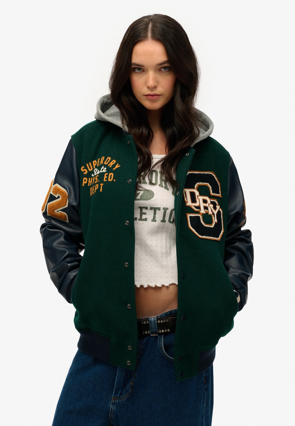 

Летняя куртка HOODED COLLEGE PATCHED Superdry, зеленый