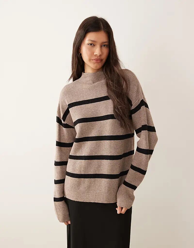 

Супермягкий джемпер Vila с высоким воротом в коричневую полоску