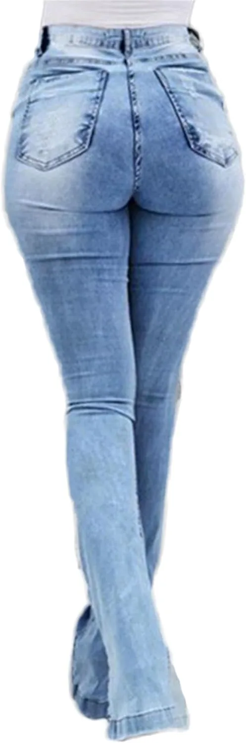 

Andongnywell скинни джинсы с потертостями и расклешенным низом, высокие, slim fit