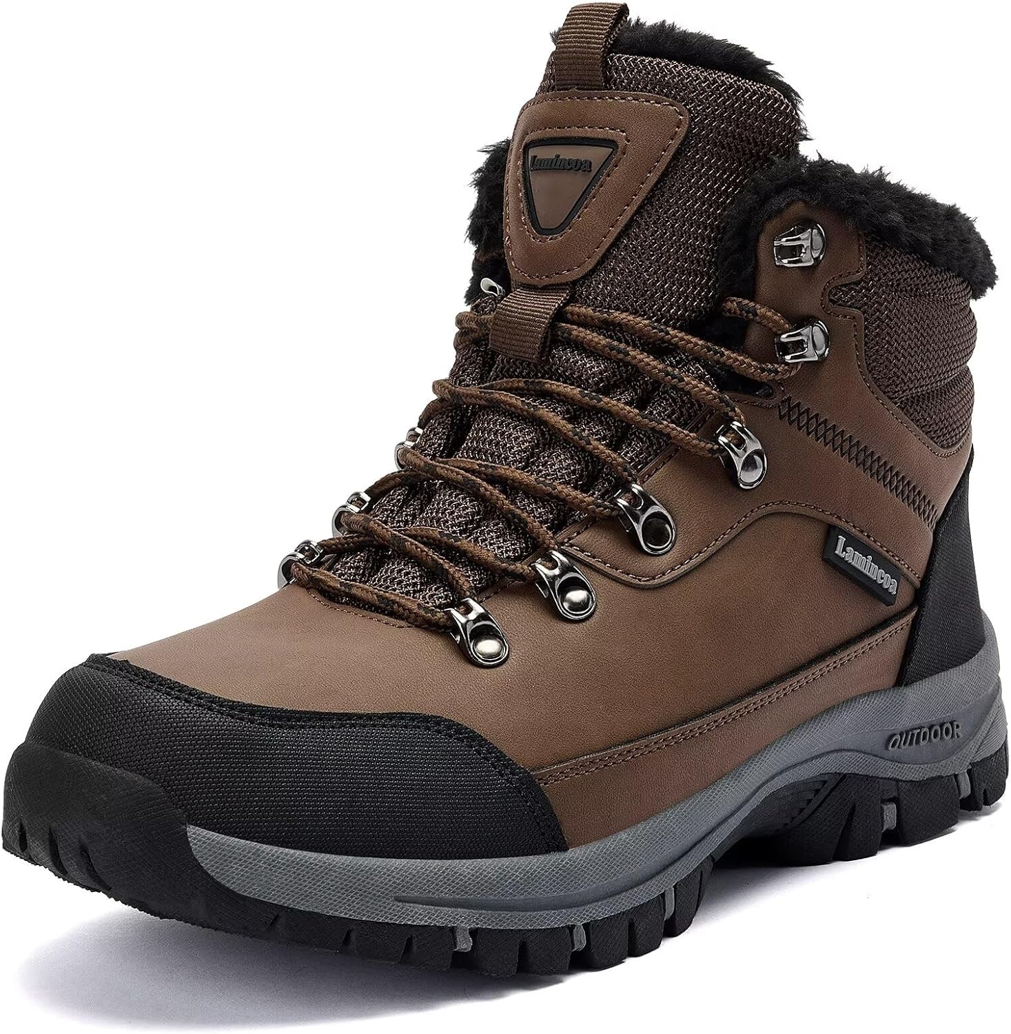 

Мужские зимние ботинки Snow с противоскользящей подошвой, утепленные мехом, для походов, водоотталкивающие, теплые и удобные, для кемпинга и туризма Zoomco, коричневый