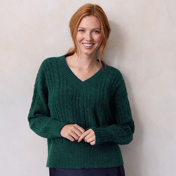 

Свитер с V-образным вырезом и косой Lc Lauren Conrad, Olympic Green