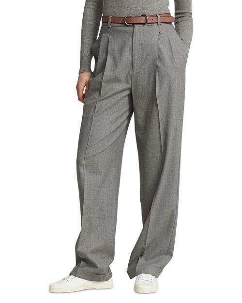 

Плиссированные брюки из смесовой шерсти Ralph Lauren, цвет Gray