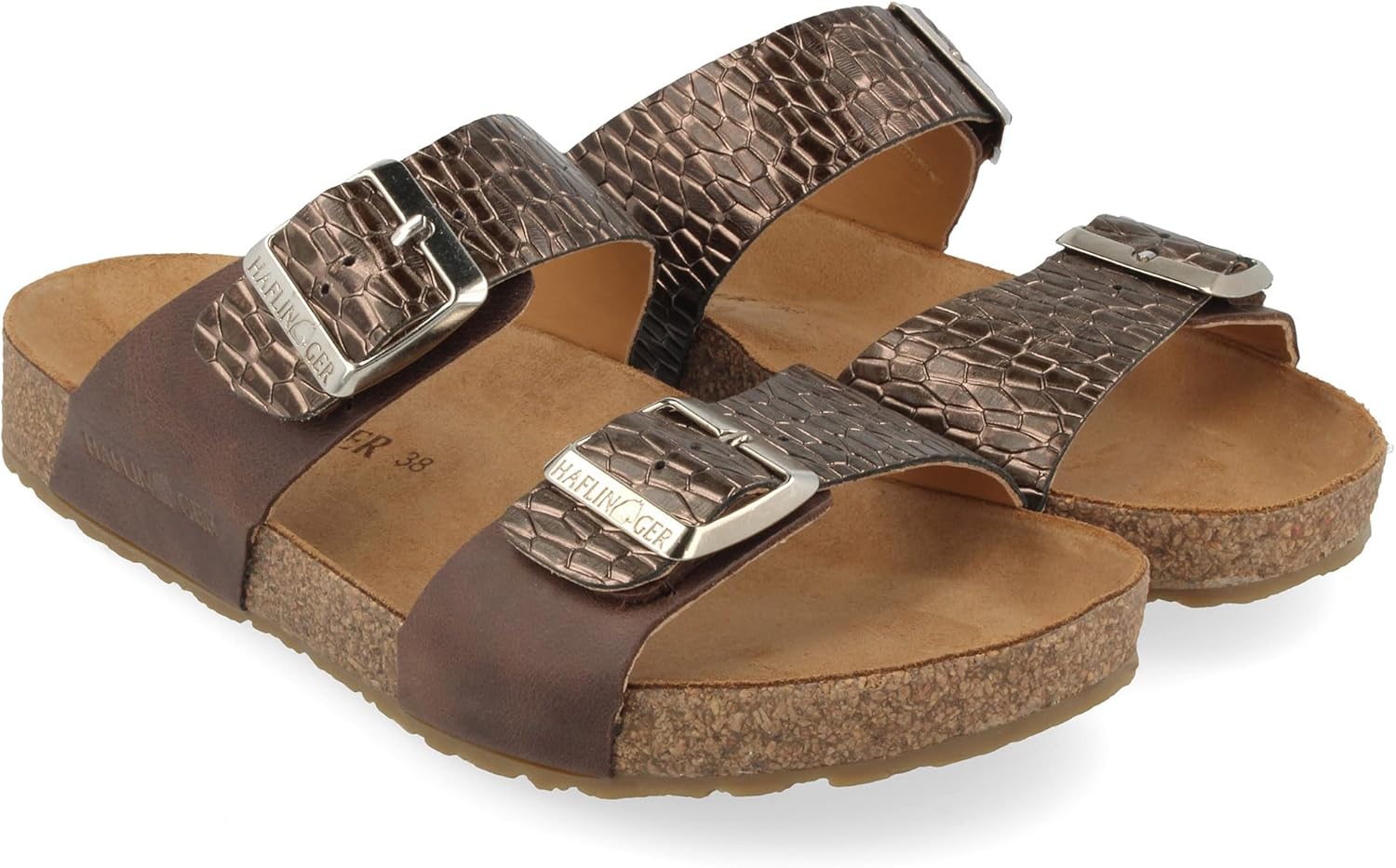 

HAFLINGER Andrea Elegant кожаные сандалии с резиновой подошвой и корковой латексной стелькой Unisex, Brown 1781