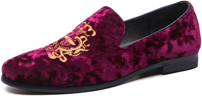 

Мужские роскошные замшевые лоферы с вышивкой, повседневные туфли-лодочки, подходящие для вечеринок, свадеб и выпускных, размеры 38-47 Senlongbao, красный