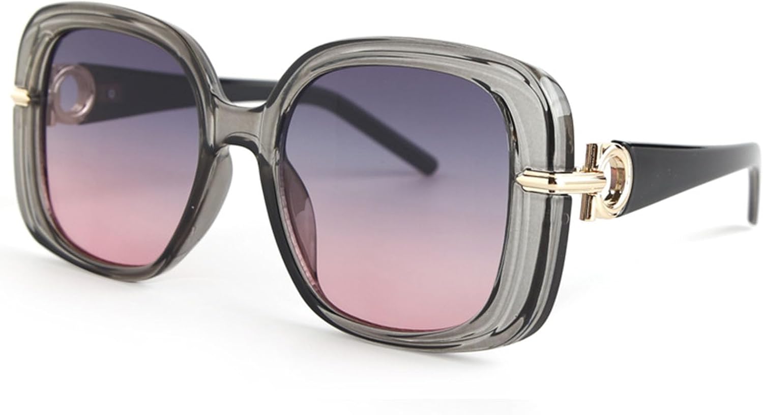 

Модные солнцезащитные очки большого квадратного размера для женщин и мужчин, винтажные, с полой конструкцией, роскошные солнцезащитные очки с градиентной защитой UV400 Bsreyeop, (Transparent Gray Frame /Gray Pink Lens M7)