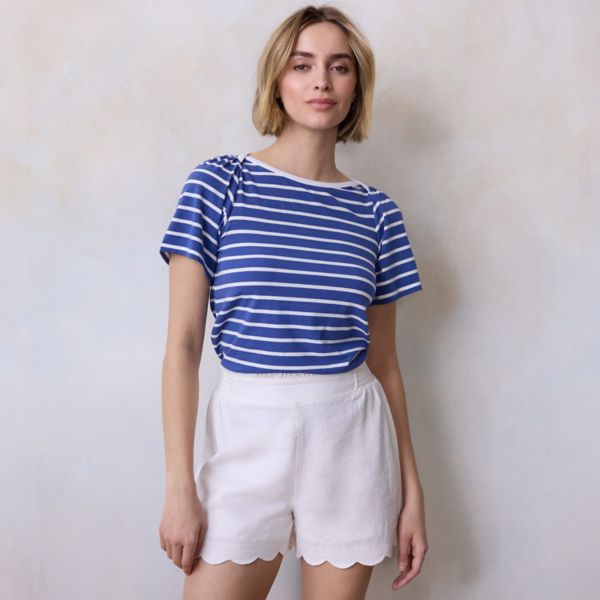 

Женская футболка с V-образным вырезом Lc Lauren Conrad, цвет blue lori stripe