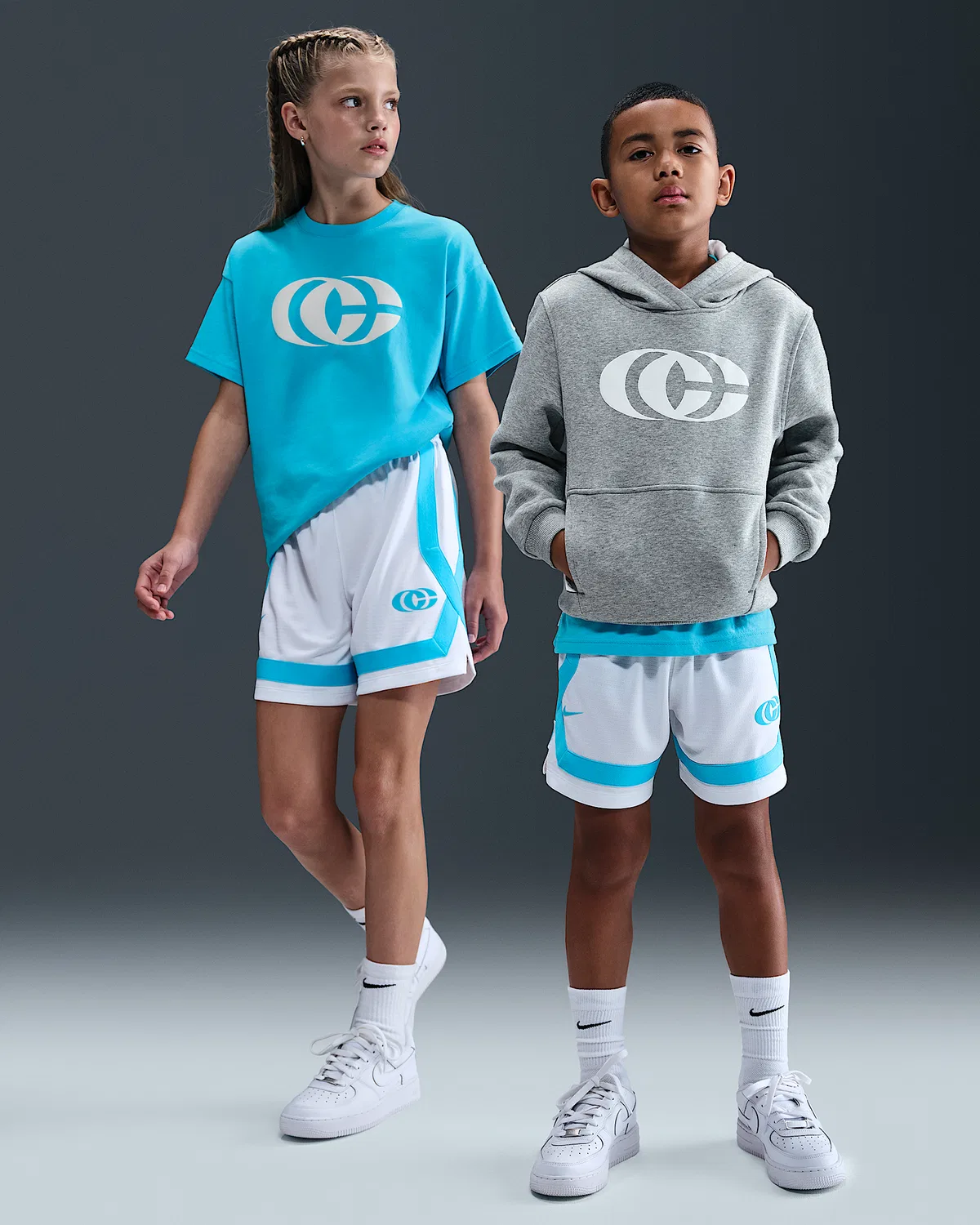 Детские шорты Crossover Caitlin Clark, White/Baltic Blue/Baltic Blue