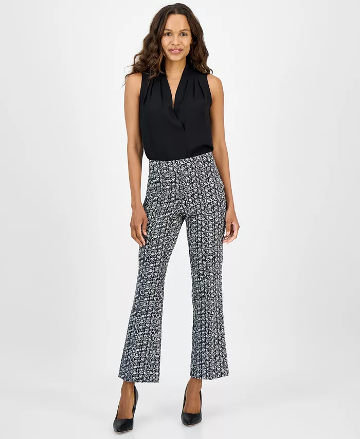 

Женские брюки-клеш с принтом Cool Crepe, P/XXS-XL AK Anne Klein, черный