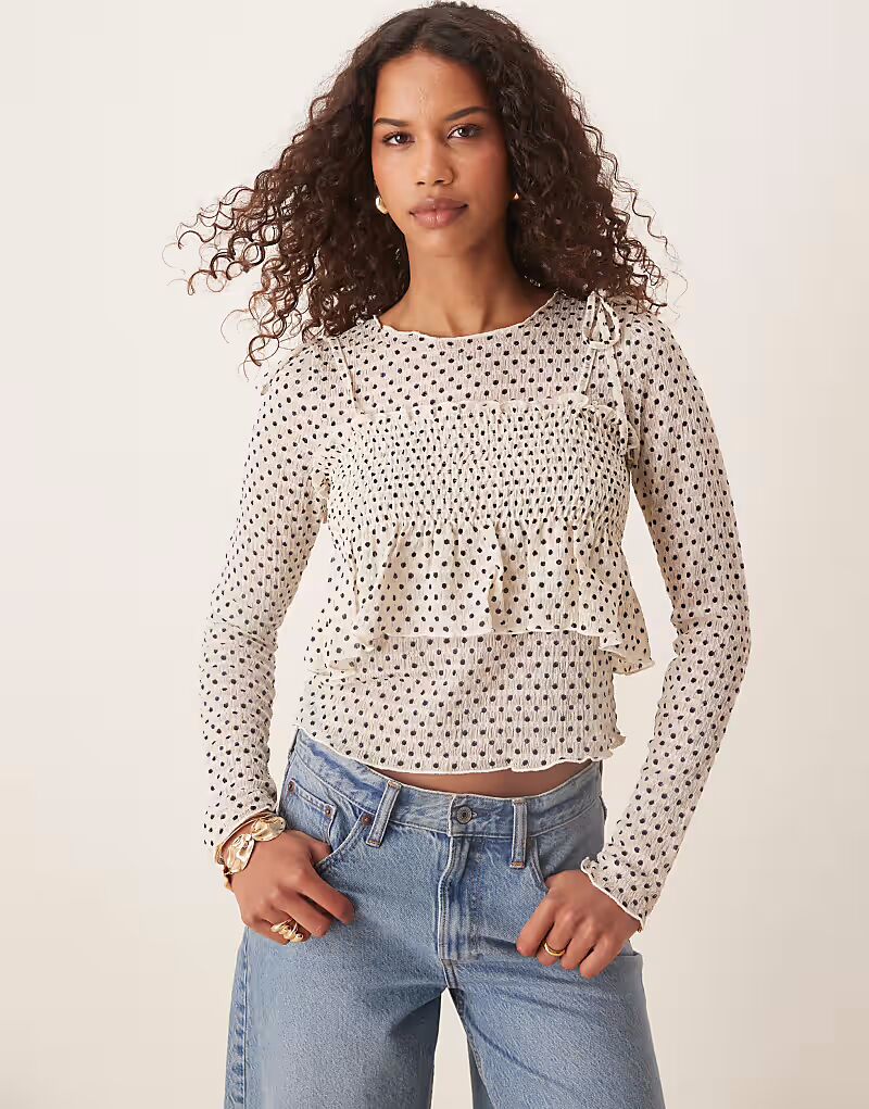 

Длинный топ ASOS DESIGN с топом на бретелях и принтом в горошек