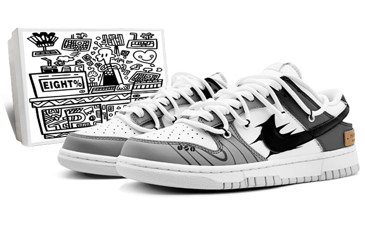 

Кроссовки Nike Dunk Skateboarding Shoes Women's Low-top Black/white/gray, светло-серый