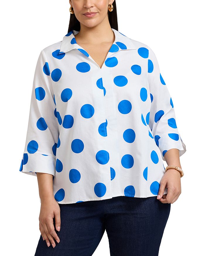 

Agnes 3/4 Sleeved Dot Shirt – Блуза Agnes с рукавом 3/4 в горошек Foxcroft Plus, мультиколор