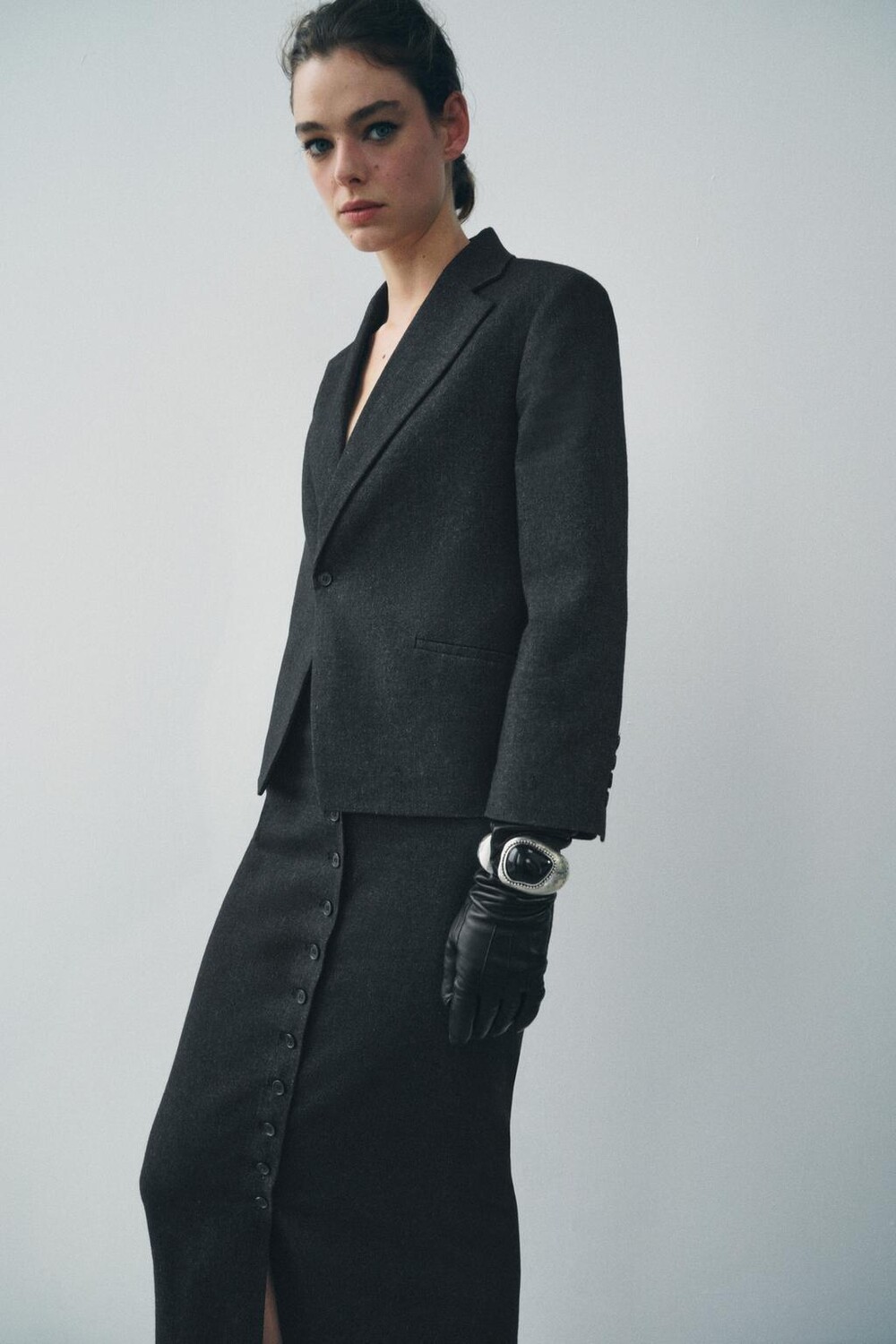 

Шерстяной пиджак ZARA, серый