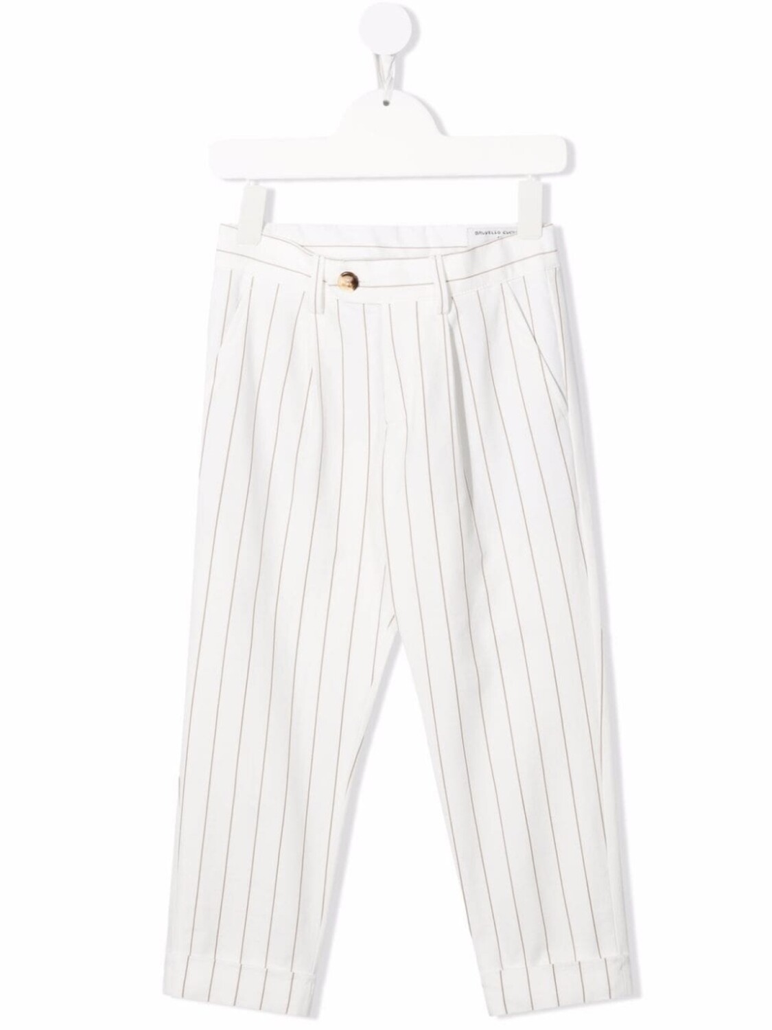 

Brunello Cucinelli Kids полосатые брюки строгого кроя, белый
