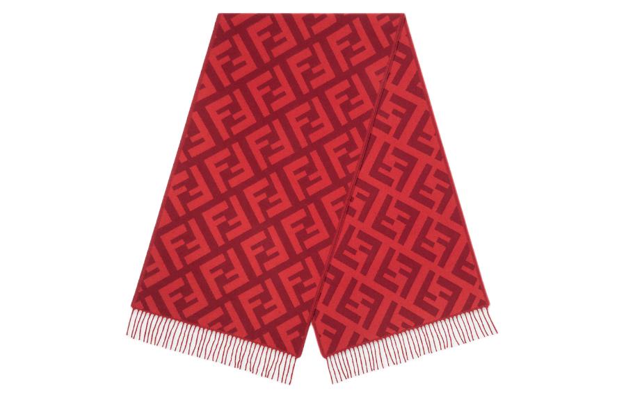 

Кашемировый вязаный шарф женский красный FENDI