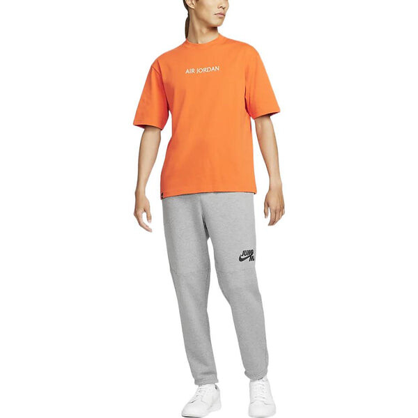 Футболка Men's Air Jordan Solid Color Alphabet Logo Round Neck Short Sleeve Orange T-Shirt, оранжевый — фото 2
