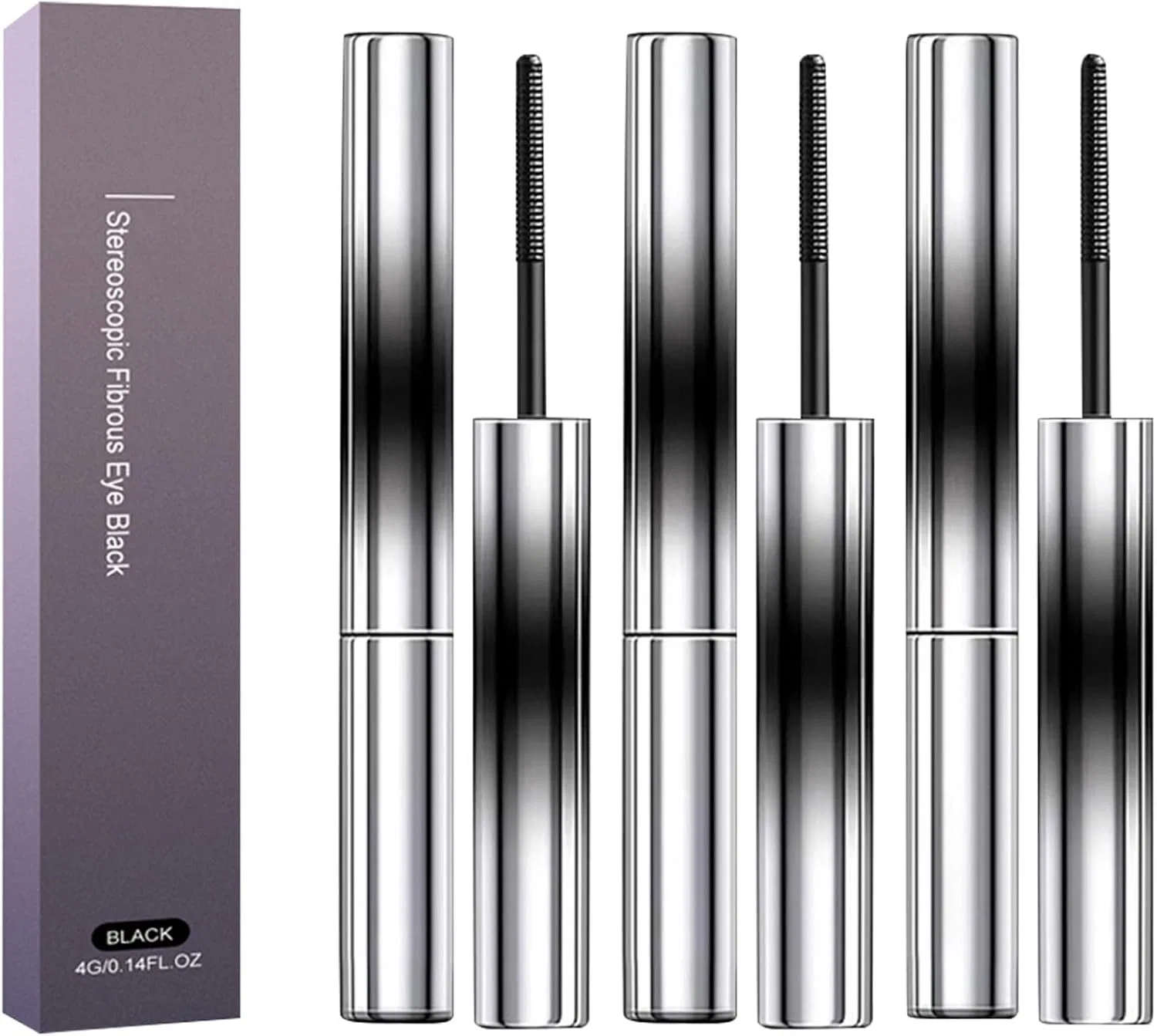 Набор из 3 водостойких тушей для ресниц Iron Eye с металлической щеточкой Generic, Black