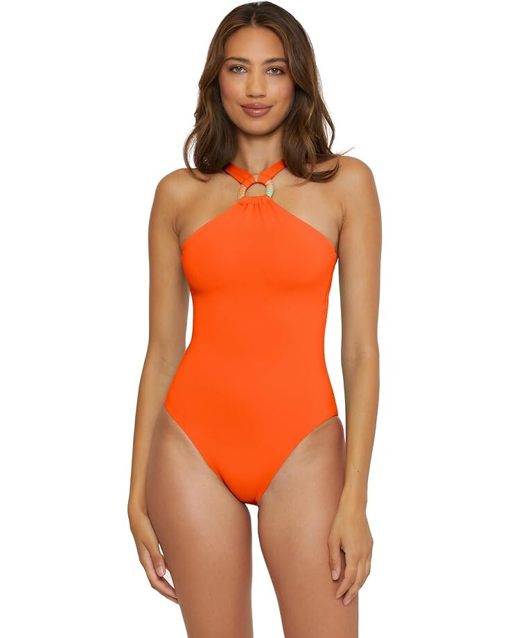 

Купальник BECCA Baja Mar High Neck One Piece, цвет Carrot