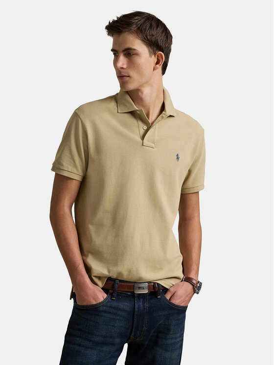 

Рубашка поло облегающего кроя 710536856462 Polo Ralph Lauren, бежевый