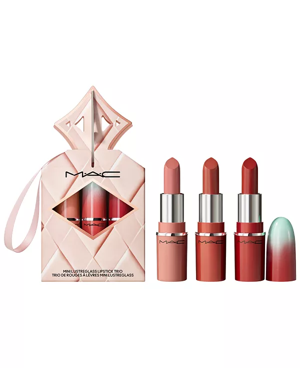 

Подарочный набор из 3 предметов: мини-помада Wildest Gleams Lustreglass Mac, nudes