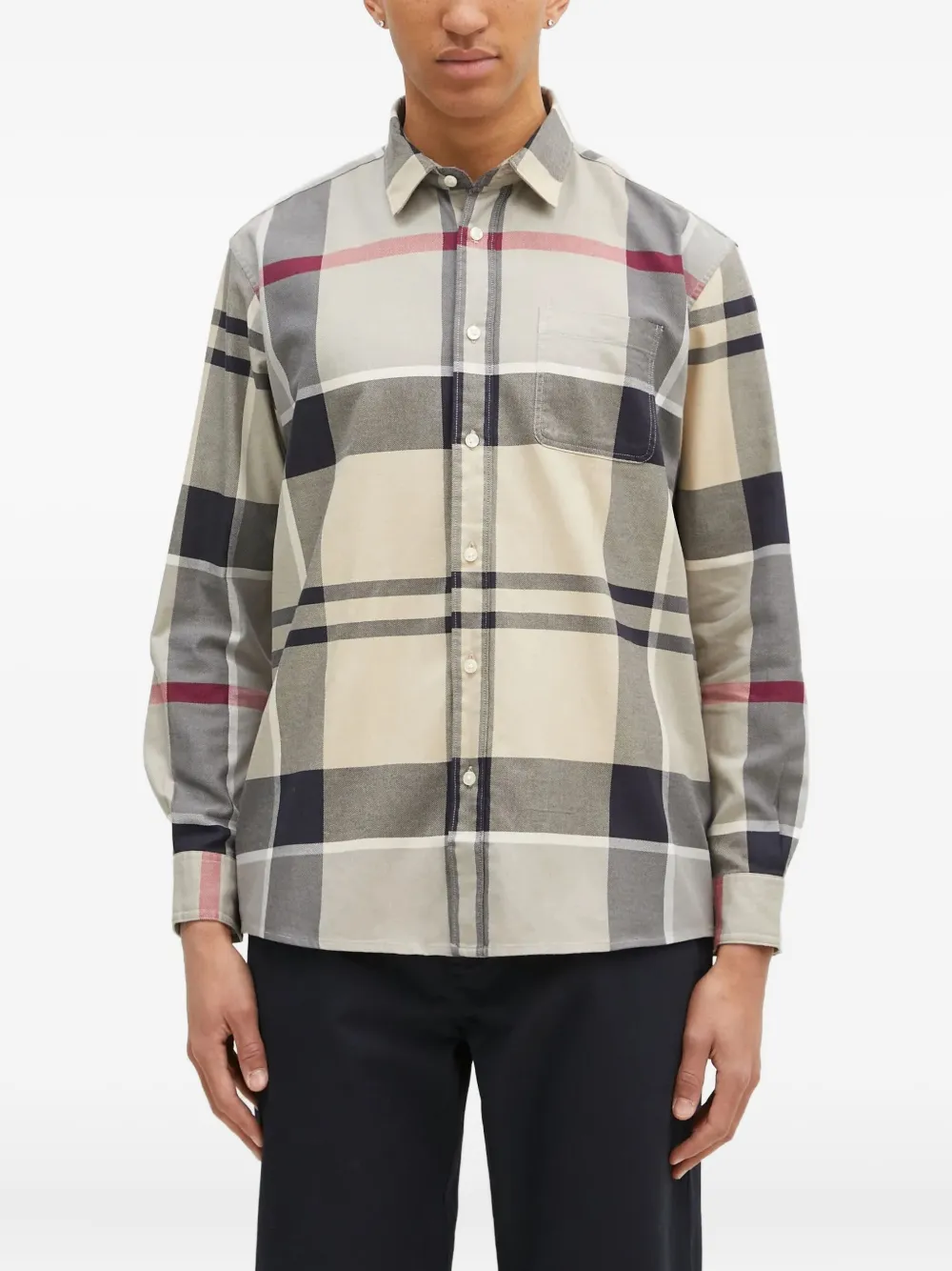 

Рубашка из хлопка в клетку Barbour, нейтральный