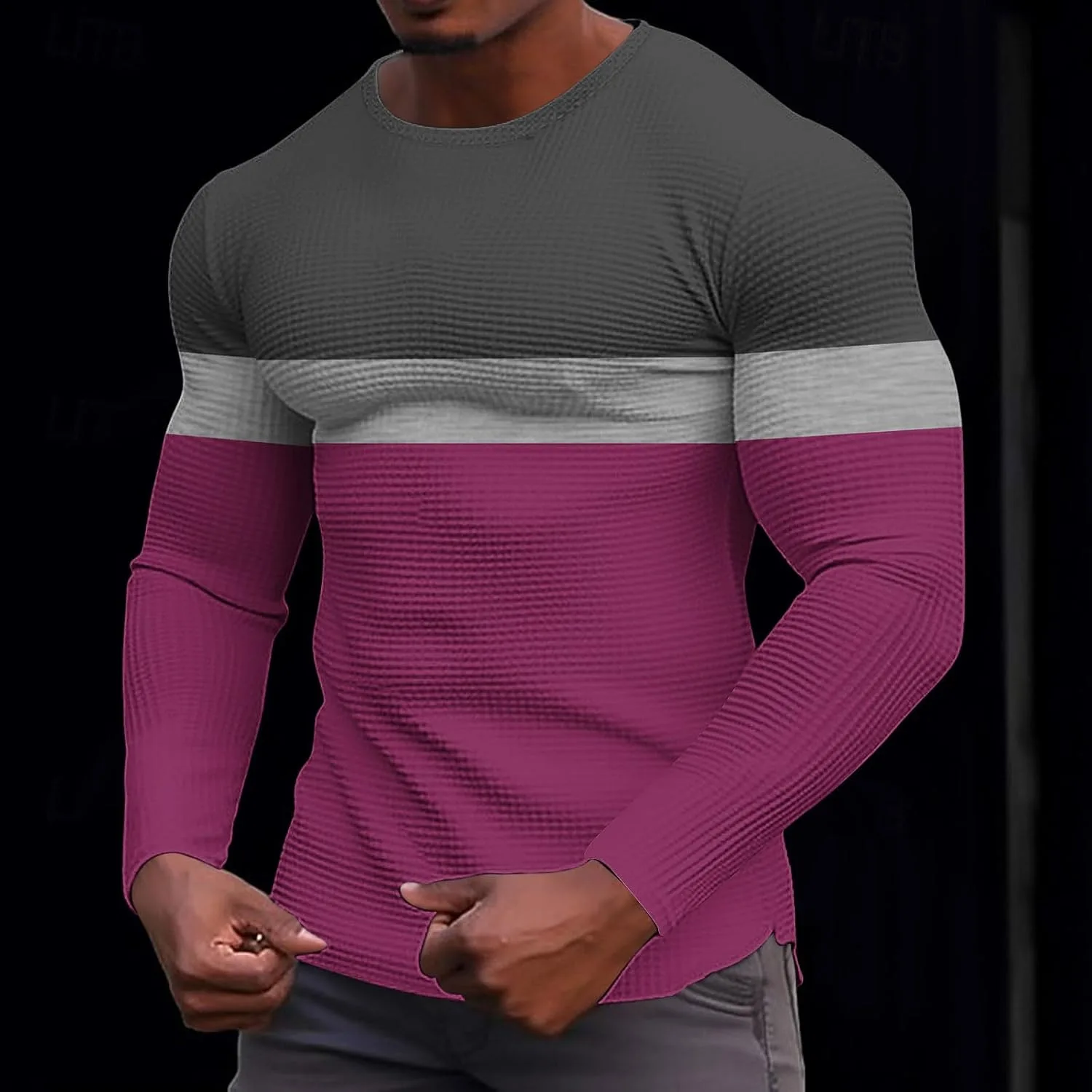 Мужская рубашка с длинным рукавом Casual Loose Fit Color Block — фото 2