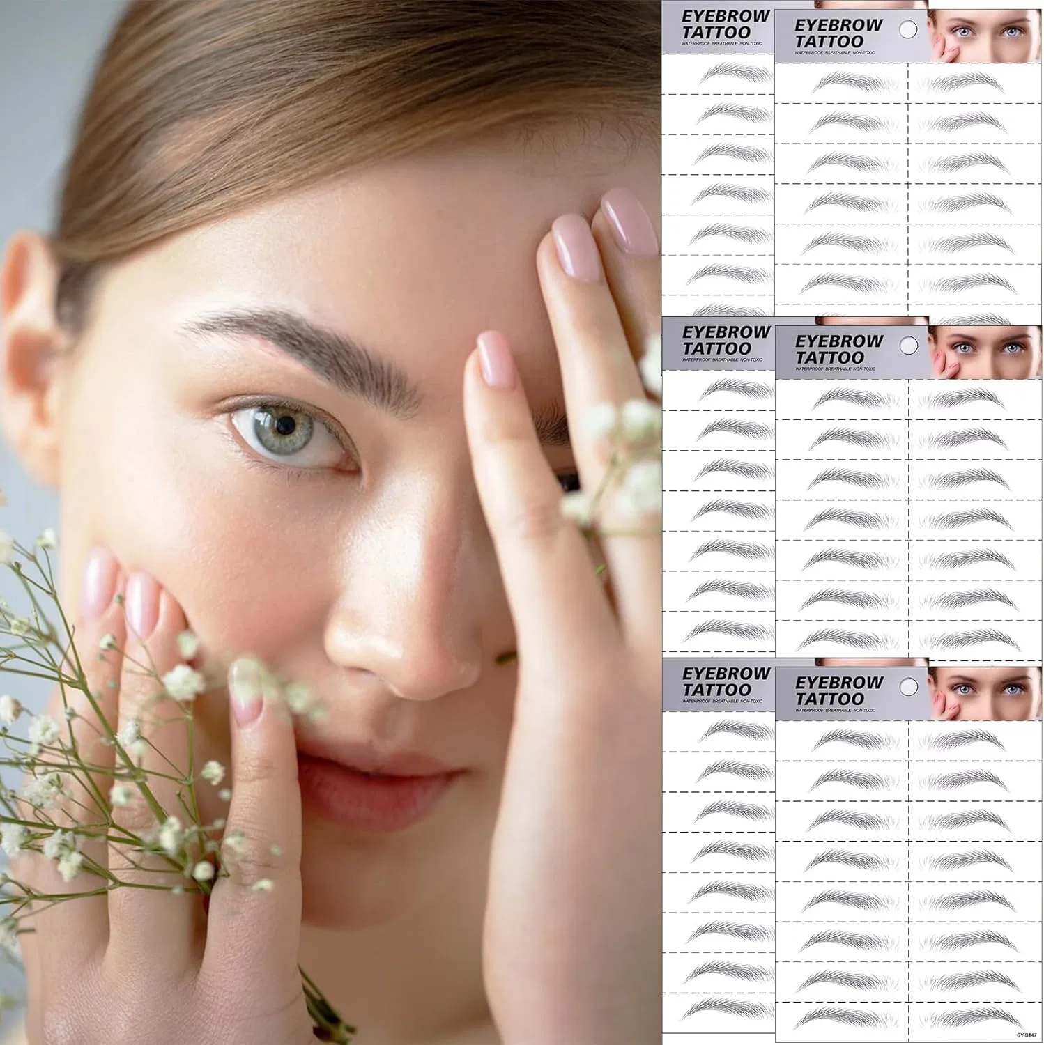 Наклейки для бровей 4D Hairlike Casciybo 6 листов 50 пар черный