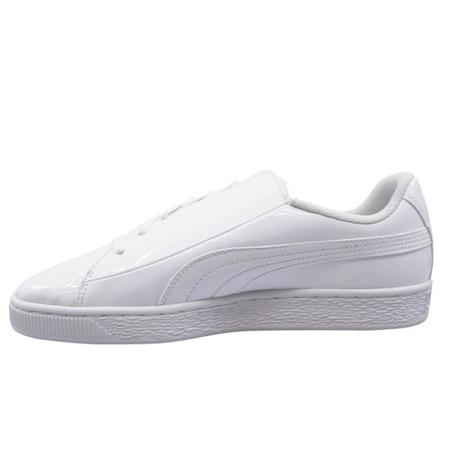 Белые лакированные женские низкие кроссовки на шнуровке Basket Crush Puma, белый — фото 3