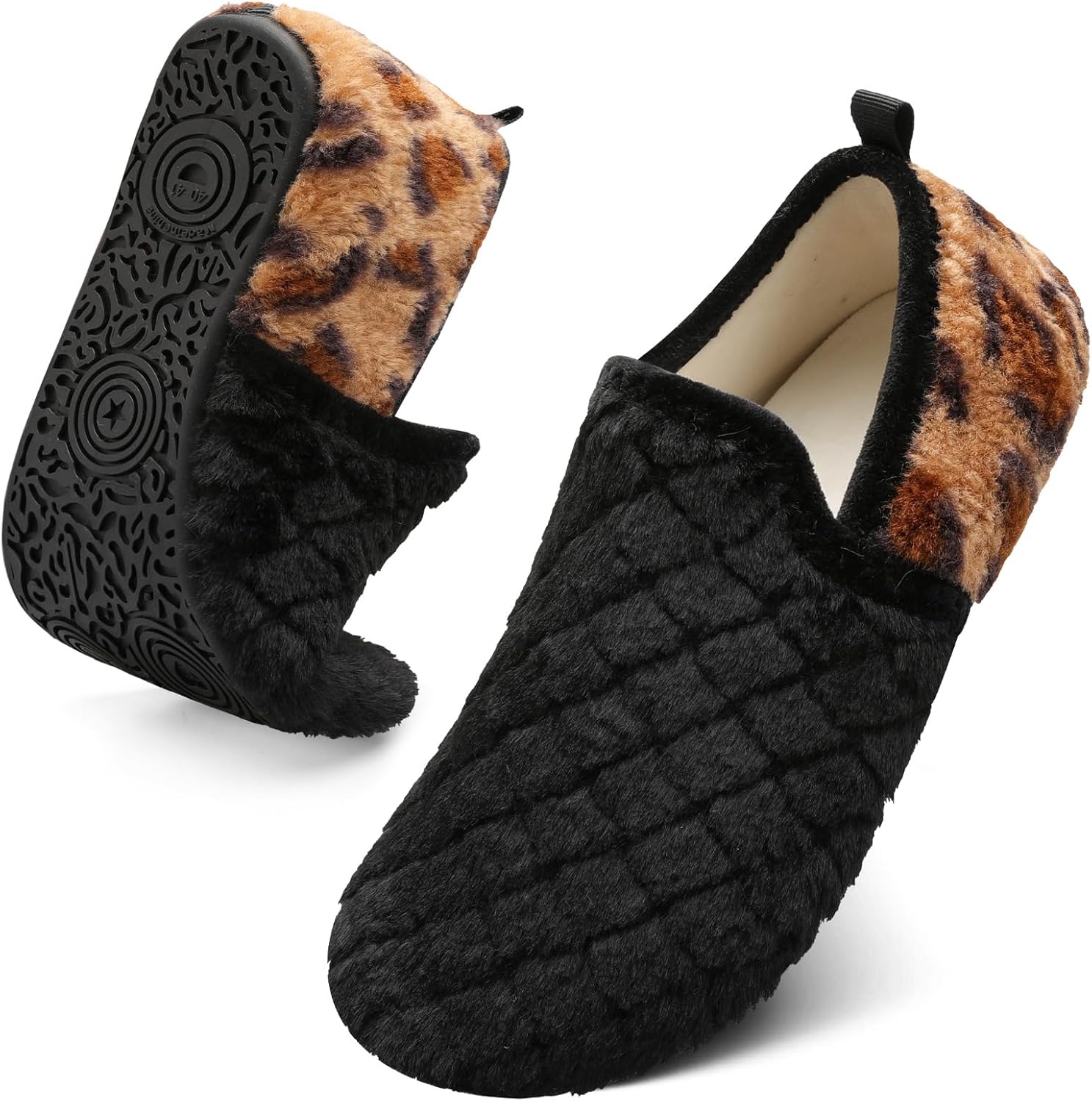 

Тапочки Spesoul для женщин и мужчин с меховой подкладкой, для дома, с мягкой резиновой подошвой, носки-тапочки, удобно надевать, для спальни, дома, офиса, путешествий и йоги, черный
