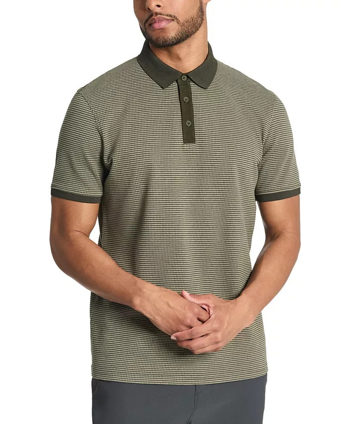 

Мужская поло с текстурной вязкой Slim-Fit 4-Way Stretch Kenneth Cole, зеленый