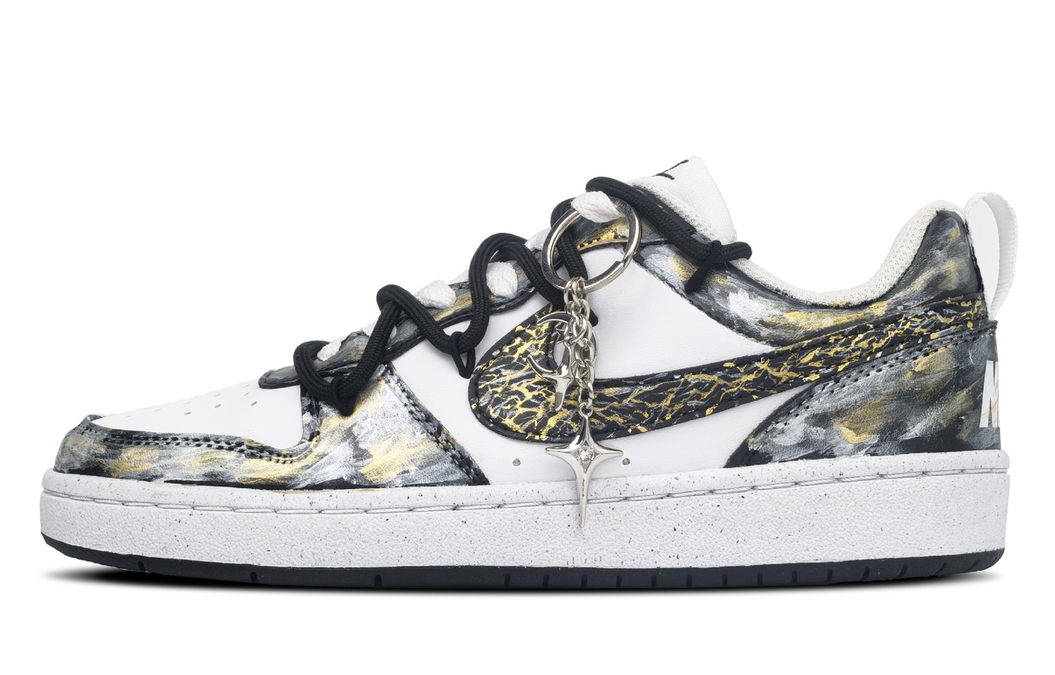 

Nike Низкие скейтбордные кроссовки Court Borough, черные с золотыми вставками, унисекс