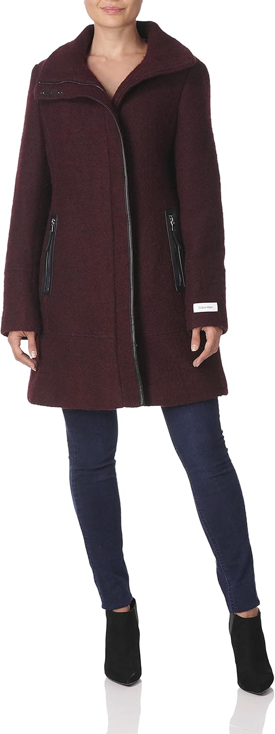 

Calvin Klein Женское шерстяное пальто на молнии до колен, Classic Chianti Black