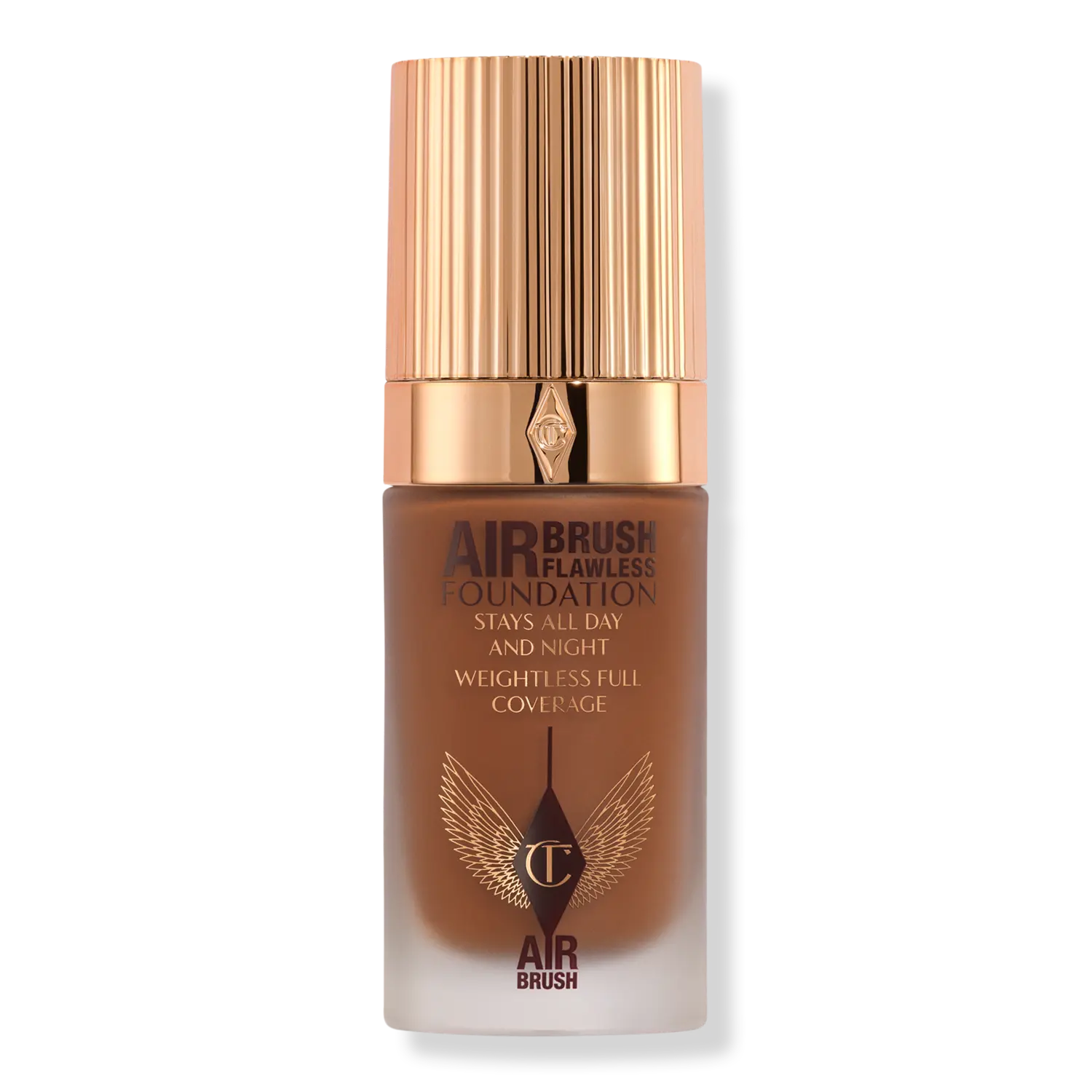 

Безупречная тональная основа, нанесенная аэрографом Charlotte Tilbury, 14 Cool (deep with cool undertones)