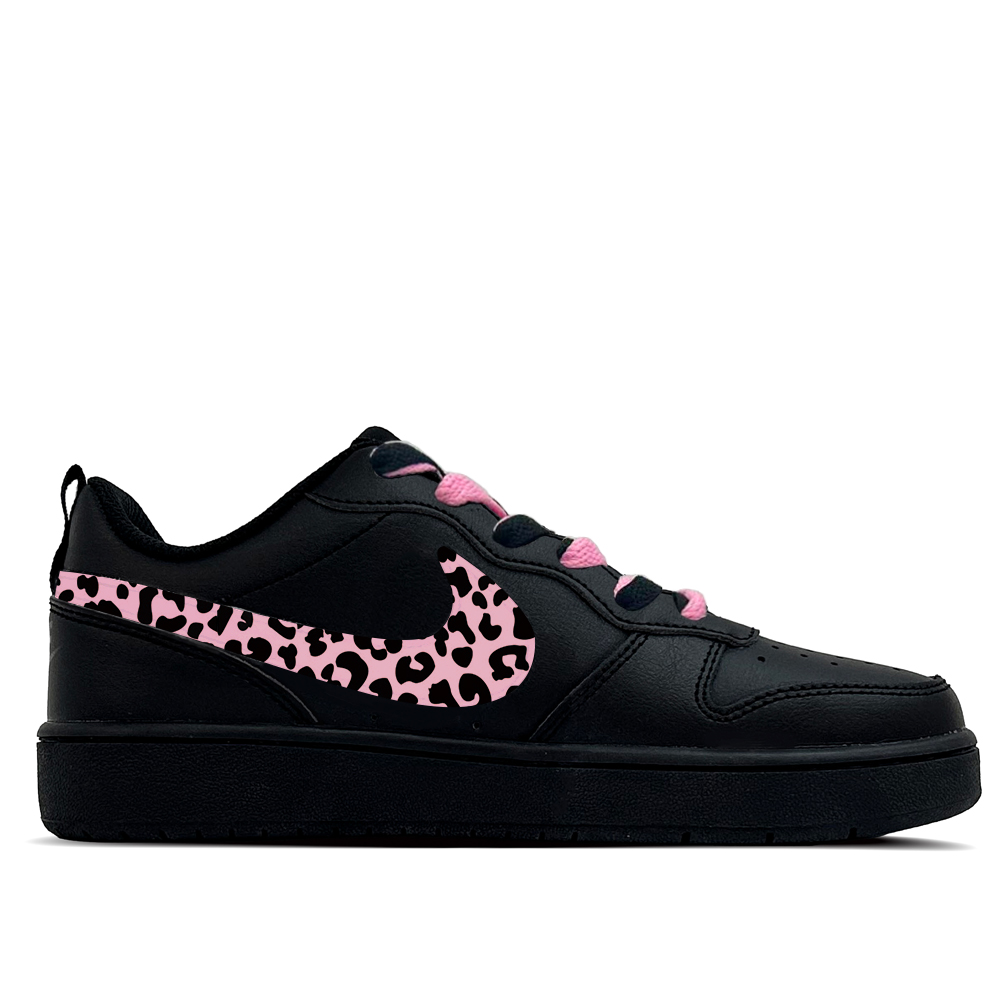Nike Court Borough Pink Flame Leopard Trail Кожаные детские скейтерские кроссовки низкие с противоскользящей и износостойкой подошвой — фото 3