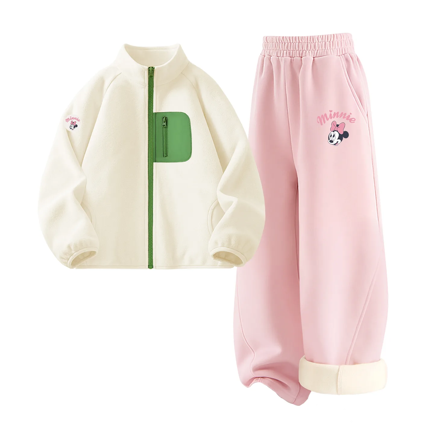 Детская спортивная одежда с воротником стойкой Disney, [Thickened and Fleece-Lined]Dini Medium Round Hook-and-Loop K Light Milk White+Di Lift Eye K Heather Gray — фото 4
