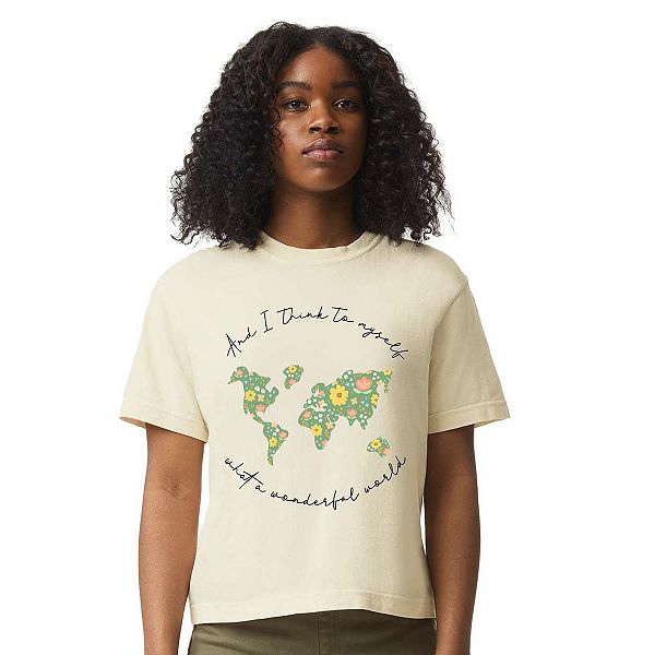 

Футболка What a wonderful world relaxed fit cropped Simply Sage Market, Ivory, Зеленый, Футболка What a wonderful world relaxed fit cropped Simply Sage Market, Ivory