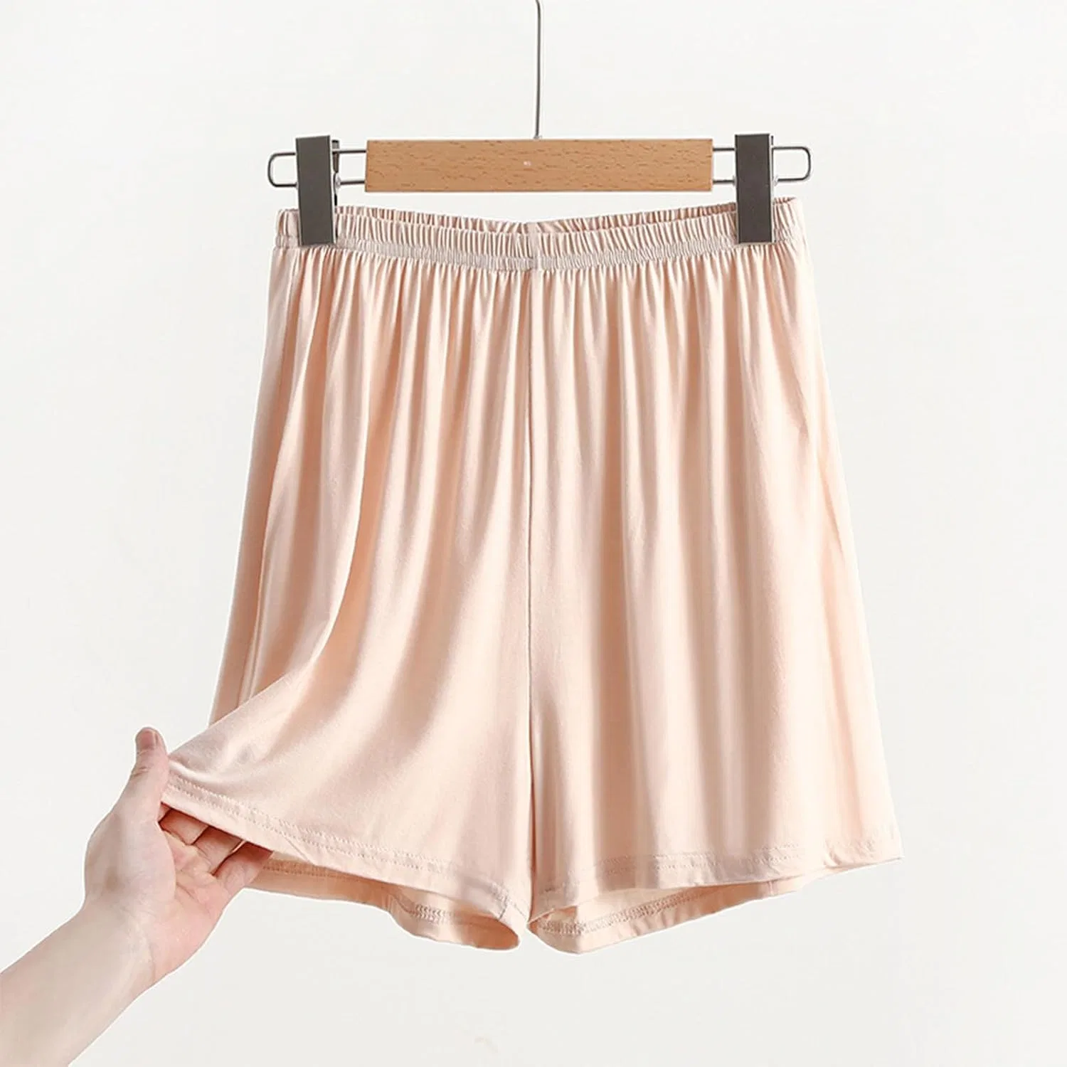 Пижамные шорты женские Plus Size, модальные, на резинке, A01_beige — фото 2