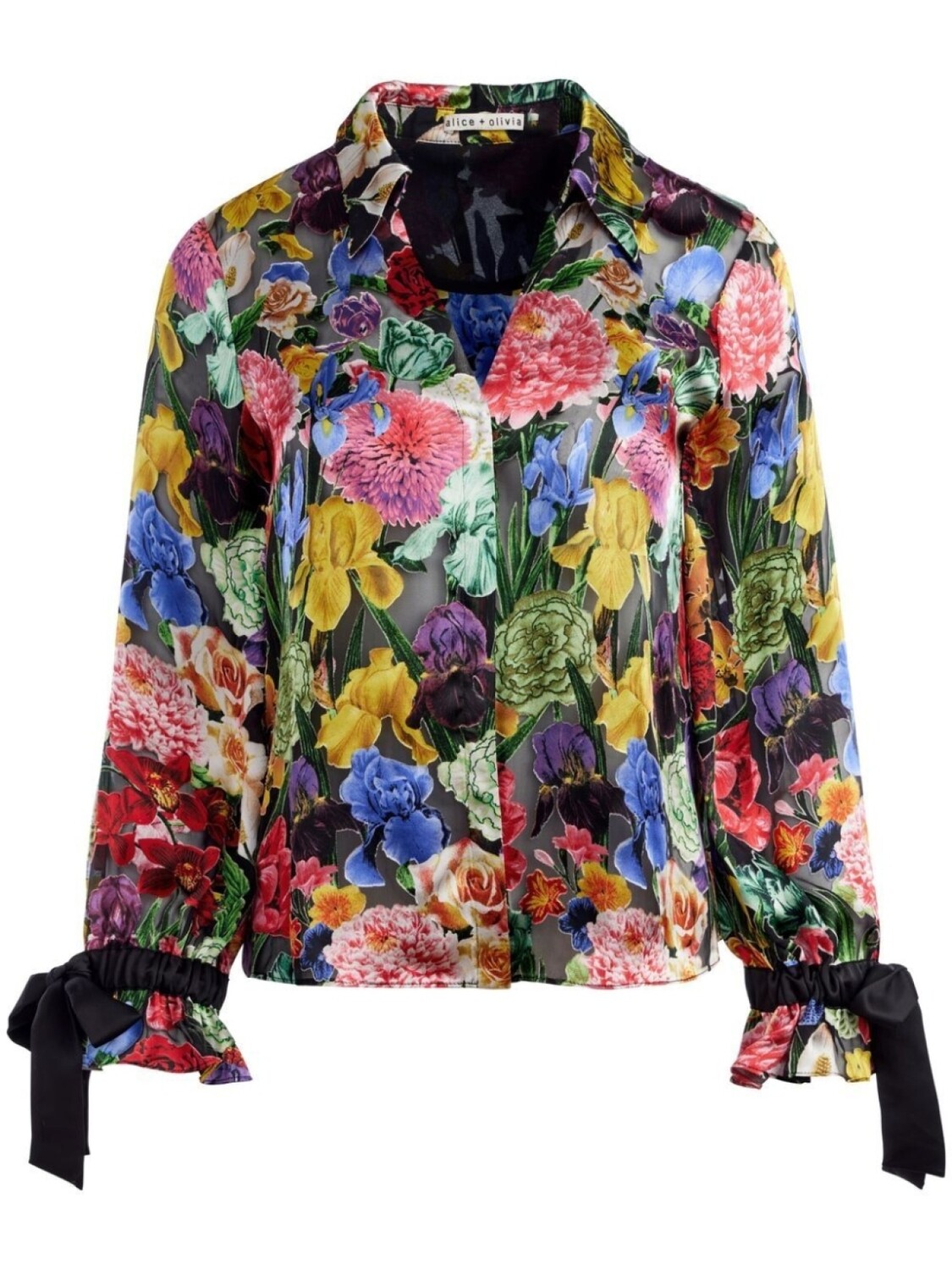 

Alice + olivia рубашка Randa с цветочной вышивкой, черный