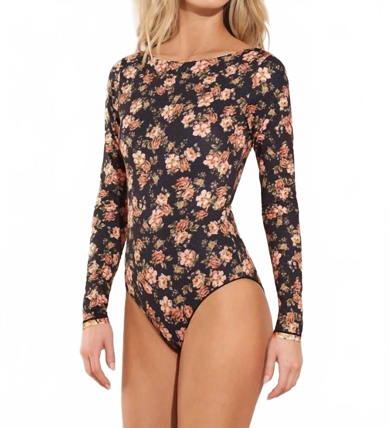 

Великолепный садовый небесный серф цельный купальник в черном цвете MAAJI