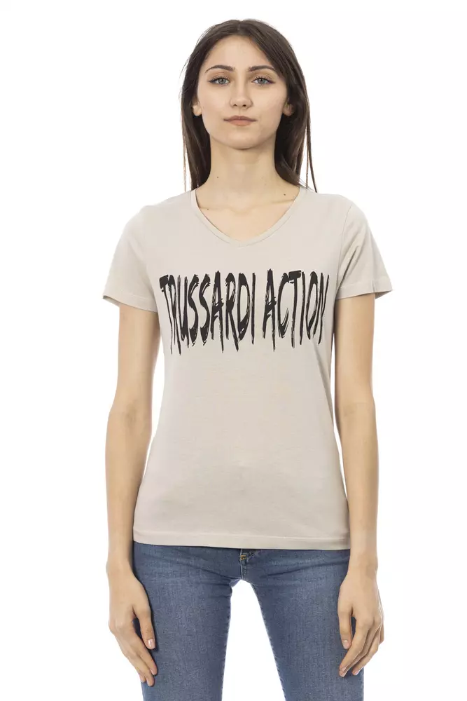 

Бежевый хлопковый женский топ Trussardi