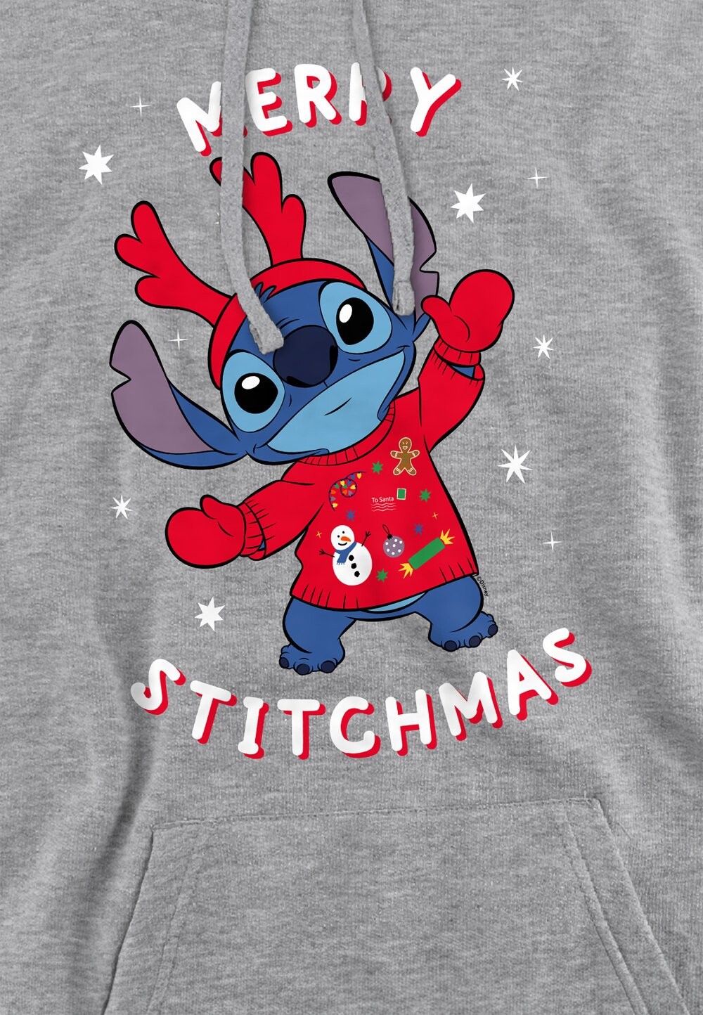 

Толстовка с капюшоном LILO AND STITCH MERRY STITCHMAS CHRISTMAS Disney, серый
