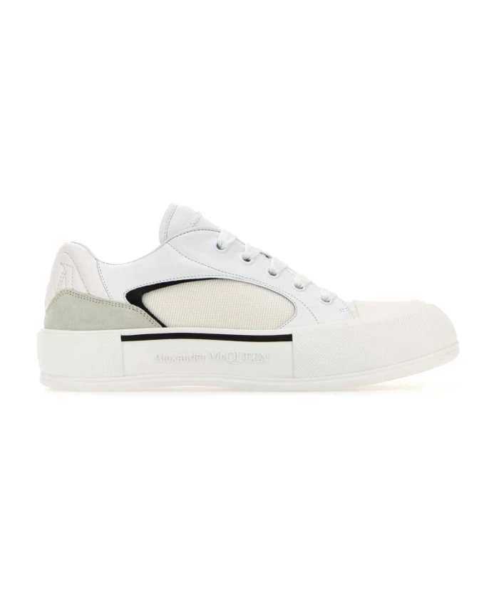 

Кроссовки Плимсоллы из парусины и кожи Alexander Mcqueen, белый