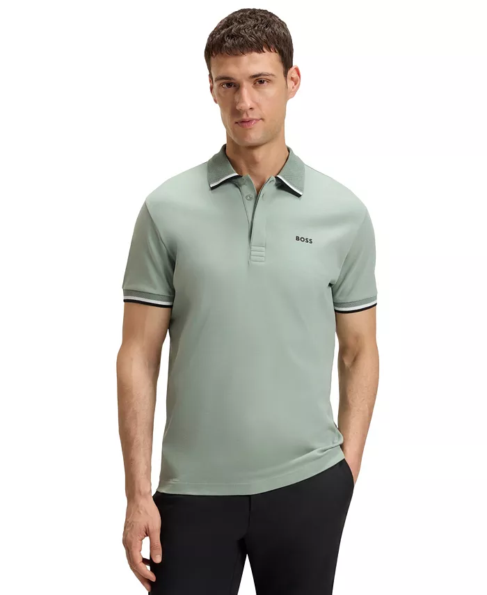 

Мужская хлопковая трикотажная поло Paddy классического кроя Hugo Boss, зеленый
