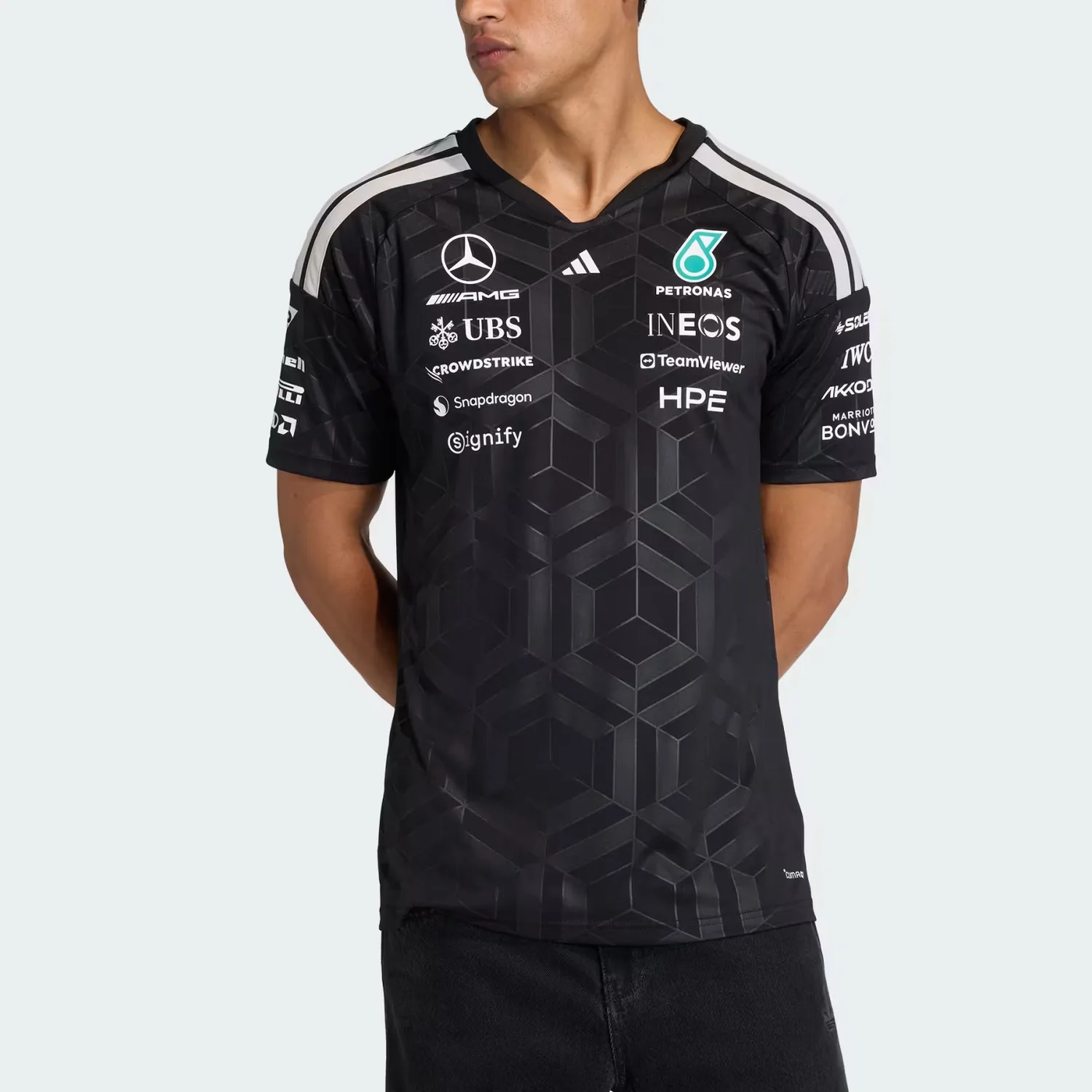 Футболка мужская MERCEDES AMG FW25 PETRONAS FORMULA 1 TEAM JERSEY Quick Dry Adidas, черный — фото 3