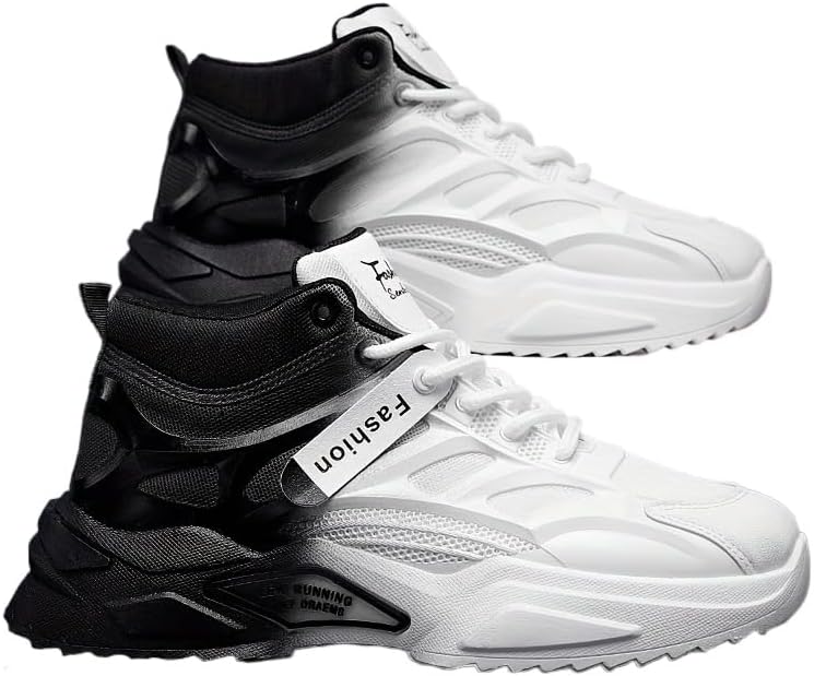 

Высокие кеды на шнуровке с градиентом - дышащие, с хорошим сцеплением, удобная конструкция - мужская обувь для повседневного ношения и активного отдыха Hhhchpm, черный