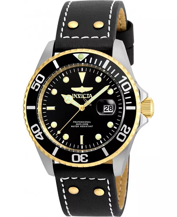 

Мужские кварцевые часы Pro Diver 22074 с тремя стрелками и черным циферблатом Invicta, black