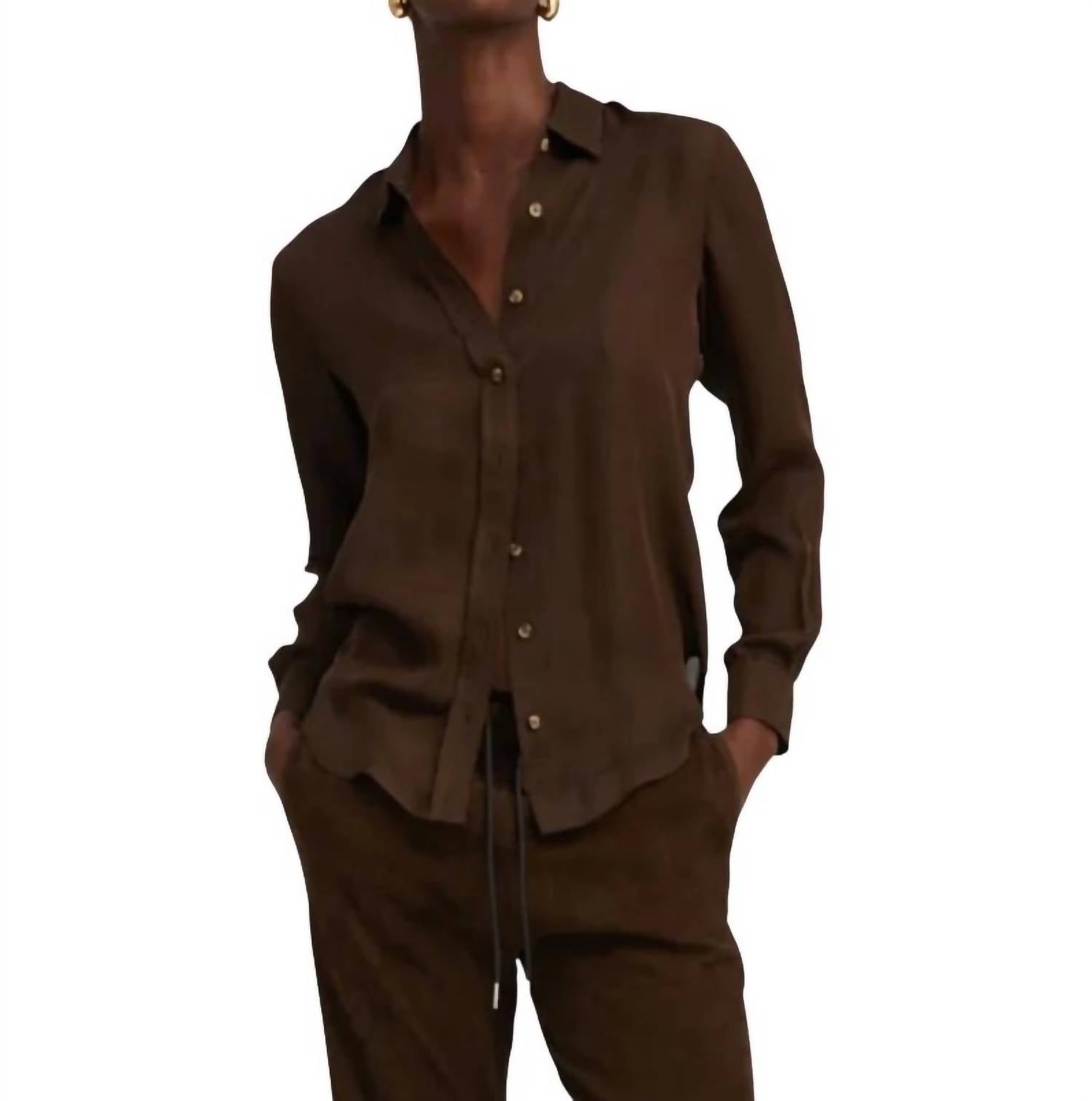 

Приталенный топ на пуговицах в цвете Americano Brown SPRWMN