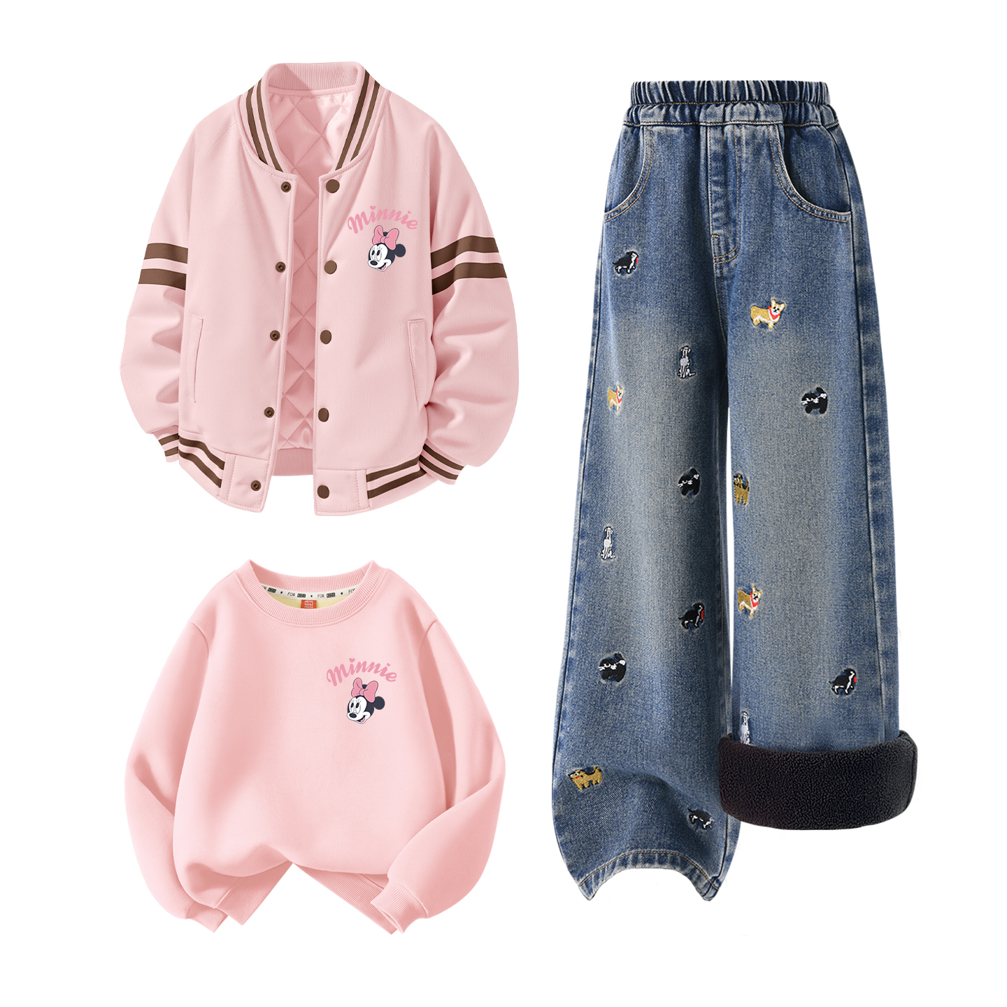 

Детский спортивный комплект Casual Sportswear из 3 предметов Disney, [Thickened And Fleece-Lined Three-Piece Set]Di Lift Eye K Lotus Pink+Solid Color Denim Blue+Di Lift Eye K Pink