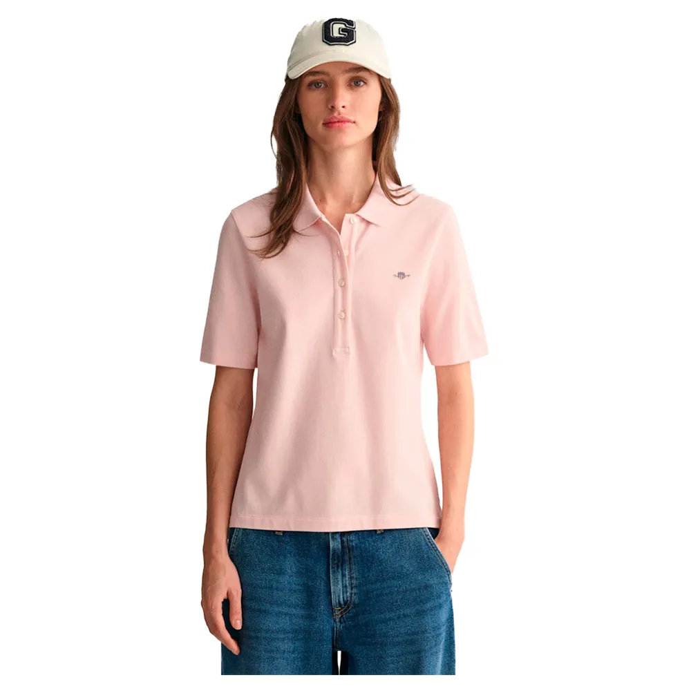 

Поло с коротким рукавом Gant Slim Shield, розовый