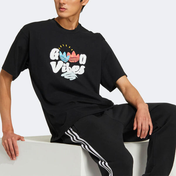 Футболка adidas originals Y2K Tee 1 Alphabet Cartoon Logo Casual Sports Short Sleeve Unisex Black, черный — фото 4